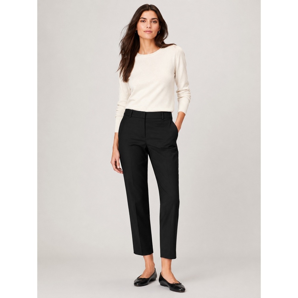 Banana Republic Womens Ryan Fit Trousers 2P Black Petite Workwear Office Pants